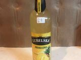 a bottle of alcohol that is sitting on a table
