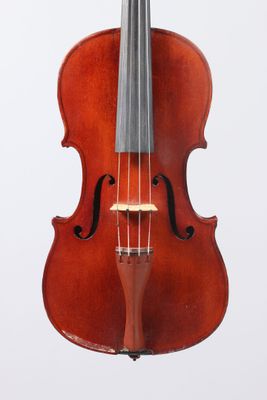 a close up of a violin with a bow on a white background
