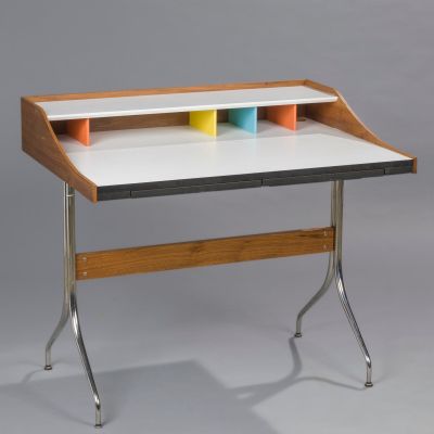 an image of a desk with a white top and a wooden top