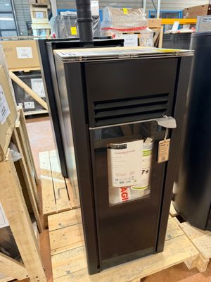 an image of a wood burning stove in a store