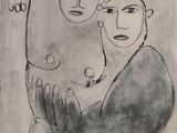 une image représentant un dessin d'un homme tenant une femme dans ses bras