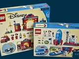 two boxes of legos are shown on a blue background