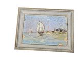 a picture of a painting of a sailboat in the water