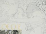 a picture of a drawing of a woman in a garden