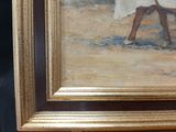 a painting of a woman sitting on a chair