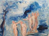an image of a painting of three nudes on a beach
