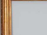 an antique gold frame with a white background and a gold border