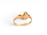 a close up of a gold ring on a white background
