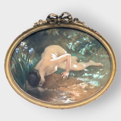 Charles Amable LENOIR (c.1860-1926) Baigneuse s'abreuvant