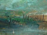 an oil painting of a man in a boat on a lake