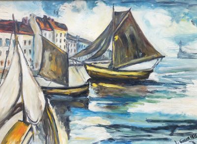 GROLEAU GOURBIL (XXème), "Petit port de pêche", huile sur to… - Photo 1