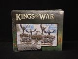 boxed picture of kings of war game in box on black background
