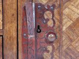 a close up of a door with a lock on it