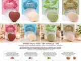four different types of bath sponges in different colors and sizes