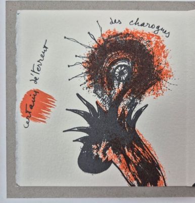 une carte sur laquelle est dessinée une femme tenant une fleur