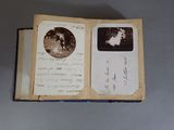 an old photo of a man and a woman inside of a book