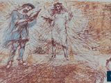 an image of a drawing of a man and a woman in a field