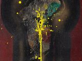 an image of a painting with yellow paint splattered on it