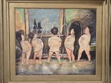 a painting of a group of children playing in a room