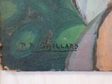 a painting on the wall of a room with a picture of a person