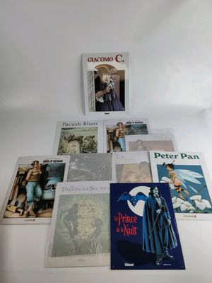 Lot de 10 plaques en tôle peinte sur le thème de la bande de…