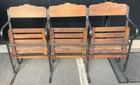 Suite de 3 fauteuils strapontins vintage en bois et métal. (photo 3)