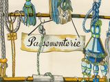 a drawing of a bunch of items hanging on a rack