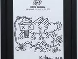 a black and white drawing of a horse with a bird on it