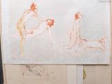 a picture of a drawing of two nudes on a piece of paper