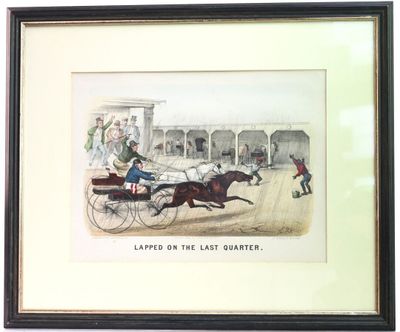 tableau représentant une calèche tirée par des chevaux et conduite par un homme à cheval