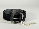 a picture of a black belt with a metal buckle