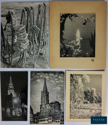 plusieurs vieilles photographies en noir et blanc représentant un bâtiment et un voilier