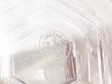 a close up of a clear glass plate with a picture on it