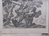 a picture of a drawing of a man and a woman on a horse