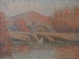 peinture d'un pont au-dessus d'une étendue d'eau