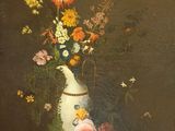 a painting of a vase with flowers in it on a table