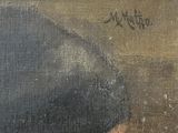 an image of a painting of a man with a hat and a dog