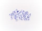a pile of blue and white diamonds on a white surface