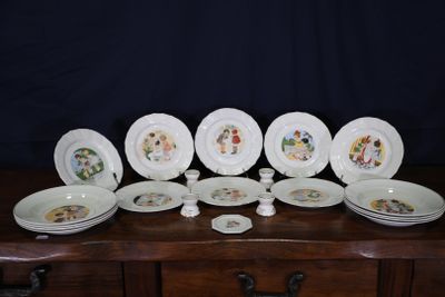 SARREGUEMINES Ensemble en faïence et faïence fine imprimé po… - Photo 1