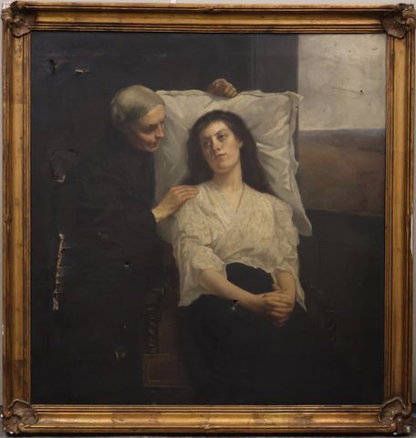 École française 19ème. « Alitée ». Huile sur toile. Marqué en hau...
