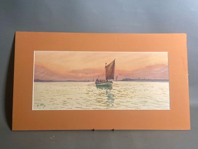 une image d'un tableau représentant un voilier dans l'eau
