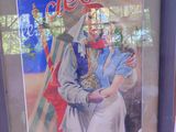painting of a woman in a white dress and a man in a blue suit