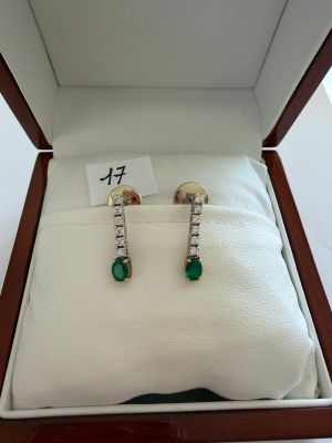 Paire de Pendants d'oreilles 2 ors - rehaussés de lignes de …