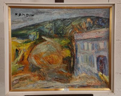 une peinture sur le mur d'un immeuble représentant un homme à cheval