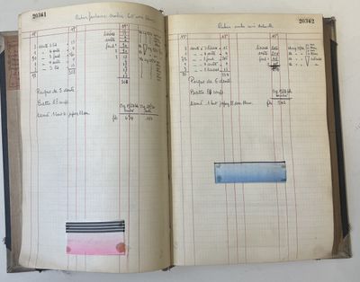 deux albums d'échantillons de rubans et étoffes rayées début… - Photo 1