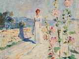 une image d'un tableau représentant une femme en robe blanche