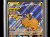 a close up of a pokemon card on a black background