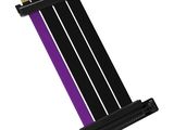 un gros plan sur un ruban violet et noir sur fond blanc