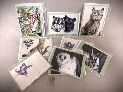 de nombreuses cartes représentant différents animaux, posées sur une table