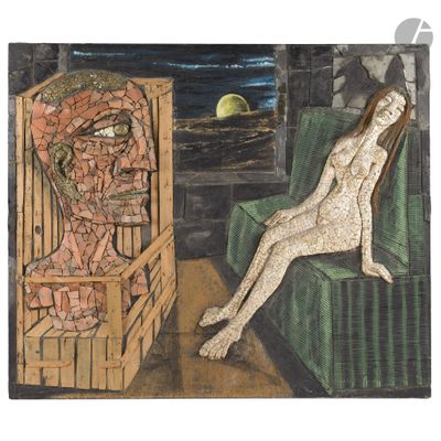 an image of a painting of a woman sitting on a chair next to a man